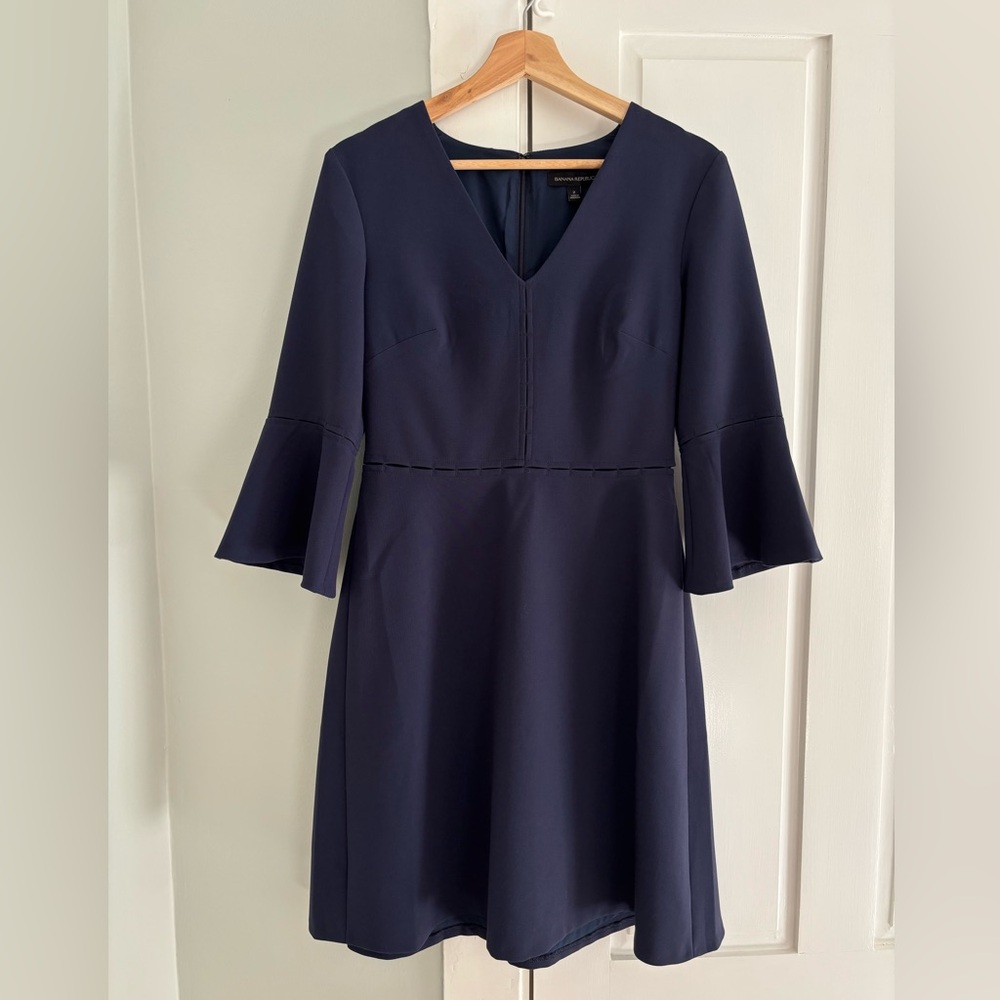 Banana Republic Navy Flare Sleeve Dress